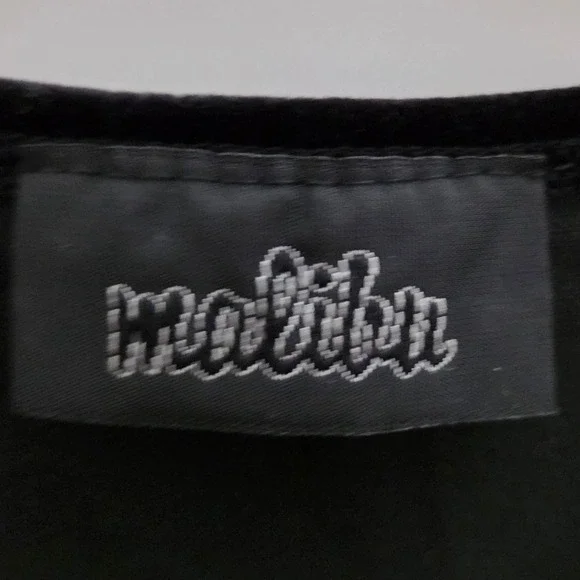 Malibu Y2K Black Long Sleeve V-Neck Velvet Trim Tie Front Top Womens Small - Picture 4 of 4